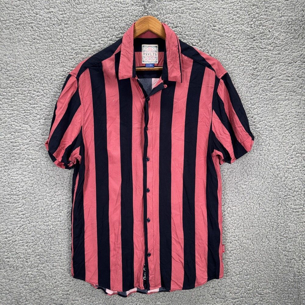 RSVLTS Cape Cod Shirt Mens Large Red Black Short Sleeve Button Up